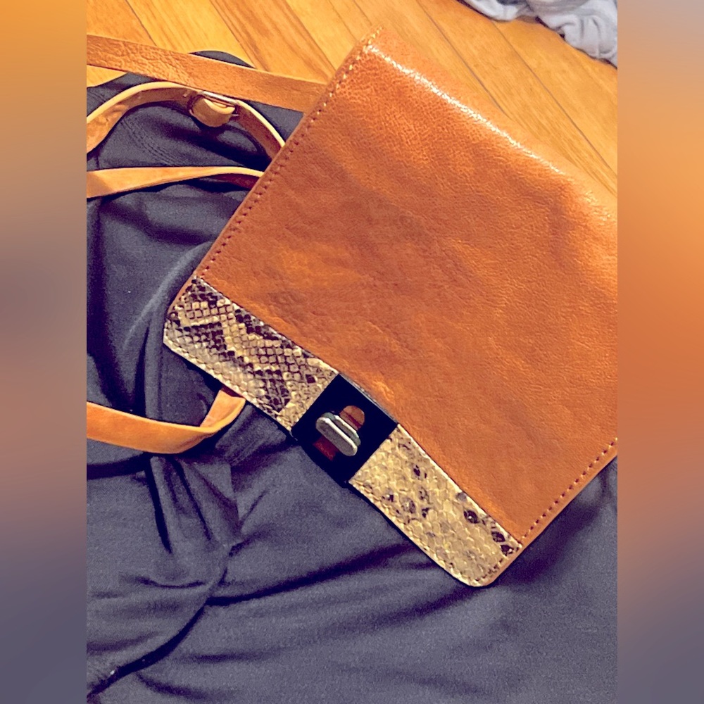 Etienne Aigner leather snakeskin crossbody